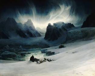 Magdalena Bay. Vue prise de la presqu'île des Tombeaux, au nord du Spitzberg. Effet d'aurore boréale (François-Auguste Biard) - Muzeo.com