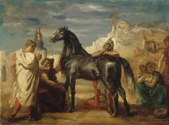 Marchand arabe présentant une jument (Théodore Chasseriau) - Muzeo.com