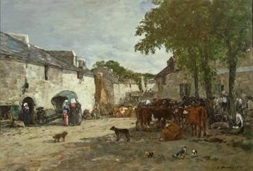 Marché aux animaux à Daoulas (Eugène Boudin) - Muzeo.com