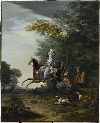 Marie-Antoinette chassant à courre vers 1783-1785 (suivie de Louis XVI) (Brun de Versoix) - Muzeo.com