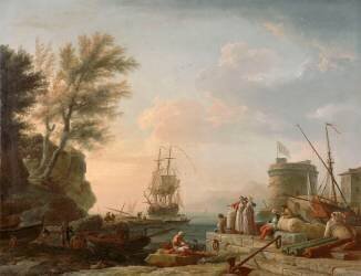 Marine, effet de soleil couchant (Joseph Vernet) - Muzeo.com