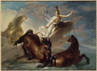 Minerve abreuve ses chevaux dans l'océan au retour d'un combat (René Antoine Houasse) - Muzeo.com
