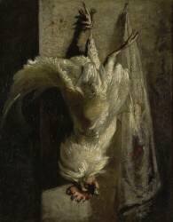 Nature morte : coq pendu par une patte (Thomas Couture) - Muzeo.com