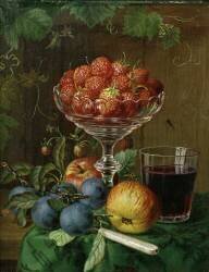 Nature morte avec des fraises dans un bol en verre (Amalie Kärcher) - Muzeo.com