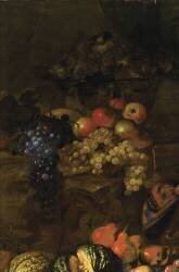 Nature morte, plusieurs fruits sur un tapis (détail) (Francesco Noletti) - Muzeo.com