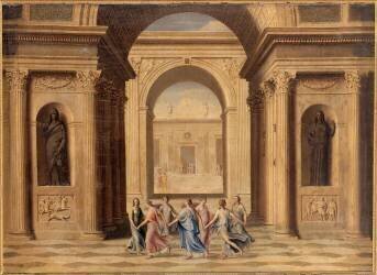 Nymphes dansant devant un temple. (Jean Le Maire) - Muzeo.com