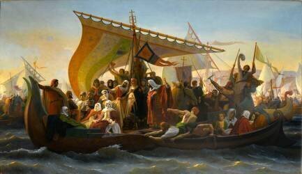 Passage du Bosphore en mai 1097 par Godefroy de Bouillon (Emile Signol) - Muzeo.com