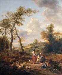 Paysage avec Elkana et ses deux femmes (Nicolaes Berchem) - Muzeo.com