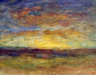 Paysage avec soleil couchant (François-Auguste Ravier) - Muzeo.com