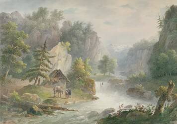 Paysage montagneux avec un torrent (Christian Brune) - Muzeo.com