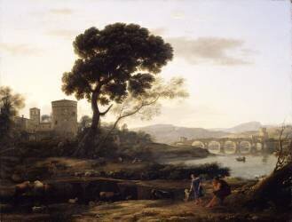 Paysage près de Rome avec vue sur le Ponte Molle (Claude Gellée) - Muzeo.com