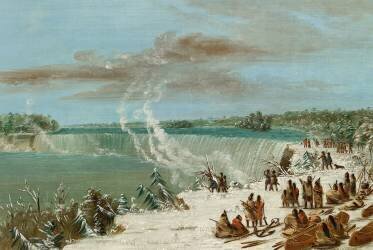 Portage autour des chutes du Niagara à Table Rock (George Catlin) - Muzeo.com