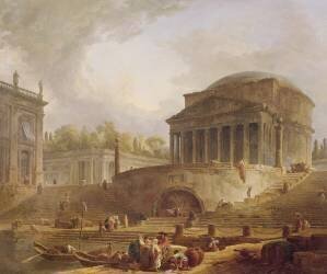 Porto di Ripetta à Rome (Hubert Robert) - Muzeo.com