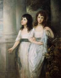 Portrait de Groupe des Demoiselles Sloper en longueur, vêtues de Robes à la Ceinture Bleue (Thomas Gainsborough) - Muzeo.com