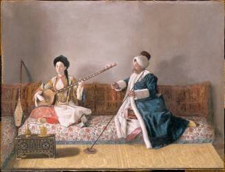 Portrait de M. Levett et Mlle Glavani assis sur un divan (Jean-Etienne Liotard) - Muzeo.com