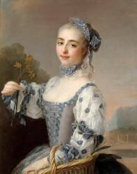 Portrait d'une danseuse ou d'une actrice tenant un bouquet de fleurs (anonyme) - Muzeo.com