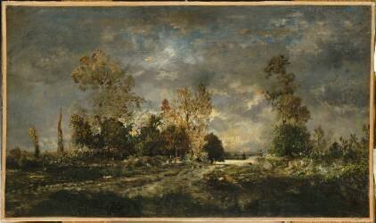 Route dans la forêt de Fontainebleau, effet d'orage (Théodore Rousseau) - Muzeo.com