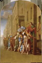 Saint Bruno et ses compagnons distribuent leurs biens aux pauvres (Eustache Le Sueur) - Muzeo.com