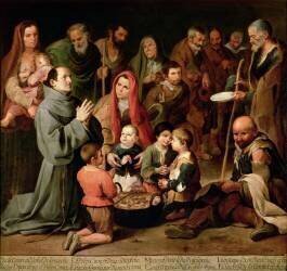 Saint Diego d'Alcala donnant de la nourriture aux pauvres (Bartolomé Esteban Murillo) - Muzeo.com