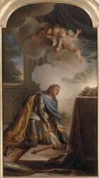 Saint Louis sous les traits de Louis XV recevant la couronne d'épines (Charles-Antoine Coypel) - Muzeo.com