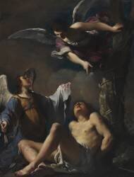 Saint Sébastien secouru par deux anges (Le Guerchin) - Muzeo.com