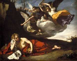 Sainte Madeleine au désert visitée par les anges (Francesco Cozza) - Muzeo.com