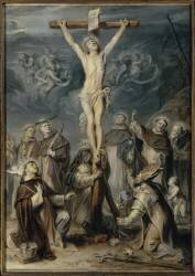 Saints dominicains au pied du Christ en croix (Abraham van Diepenbeeck) - Muzeo.com