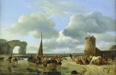 Scène côtière (Jean-Louis Demarne) - Muzeo.com