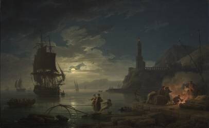 Scène côtière au clair de lune (Joseph Vernet) - Muzeo.com