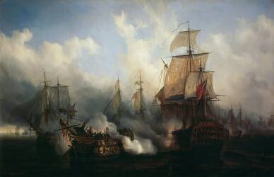 Scène de la bataille de Trafalgar (Auguste-Etienne-François...) - Muzeo.com