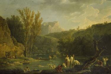 Scène de rivière avec baigneurs (Joseph Vernet) - Muzeo.com