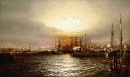 Lever de soleil depuis Chapman Dock et Old Brooklyn Navy Yard (Elisha Taylor Baker) - Muzeo.com
