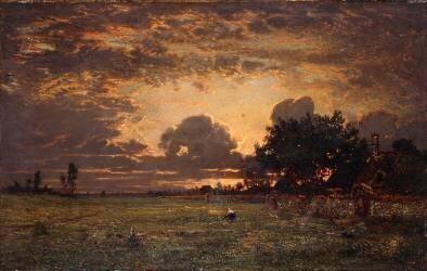 Coucher de soleil sur la plaine de Barbizon (Thomas Rowlandson) - Muzeo.com