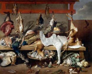 Table de cuisine avec gibier, poissons et légumes (Frans Snyders) - Muzeo.com