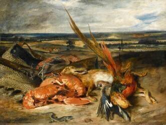 Tableau de nature morte dit Nature morte au homard (Eugène Delacroix) - Muzeo.com