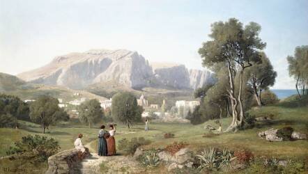 Taking in the View on the Island of Capri in the Gulf of Naples (Henri Joseph Harpignies) - Muzeo.com