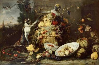 Trois singes voleurs de fruits (Frans Snyders) - Muzeo.com