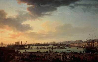 Troisième vue de Toulon, vue du vieux port, prise du côté des magasins au vivres (Joseph Vernet) - Muzeo.com