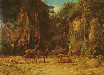 Troupeau de cerfs au crépuscule (Gustave Courbet) - Muzeo.com