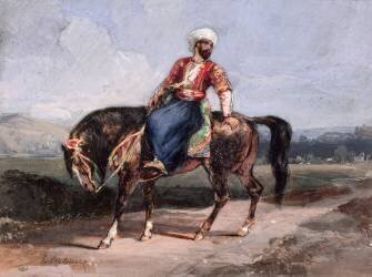 Turc à cheval dans la campagne (Eugène Delacroix) - Muzeo.com