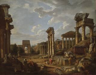 Un capriccio du Forum romain (Giovanni Paolo Pannini) - Muzeo.com