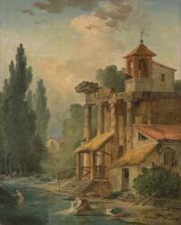 Un caprice avec un Ermitage (Hubert Robert) - Muzeo.com