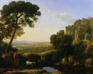 Un coucher de soleil ou un paysage avec Argus gardant Io (Claude Gellée) - Muzeo.com