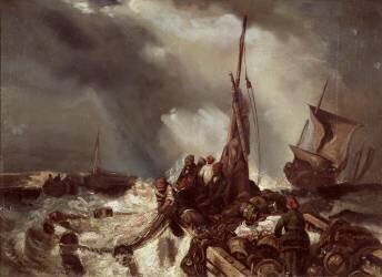 Un pêcheur tirant dans un filet (Eugène Isabey) - Muzeo.com