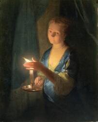 Une dame tenant une bougie (Godfried Schalcken) - Muzeo.com