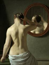 Une femme nue se coiffant devant un miroir (Christoffer Wilhelm Eckersberg) - Muzeo.com