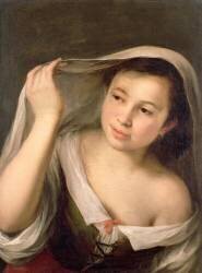 Une jeune fille soulevant son voile (Bartolomé Esteban Murillo) - Muzeo.com