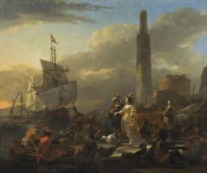Une scène portuaire (Nicolaes Berchem) - Muzeo.com