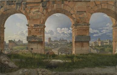 Une vue à travers trois des arcs nord-ouest du troisième étage du Colisée à Rome (Christoffer Wilhelm Eckersberg) - Muzeo.com