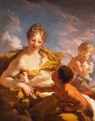 Vénus, Cupidon et un faune (Giovanni Antonio Pellegrini) - Muzeo.com